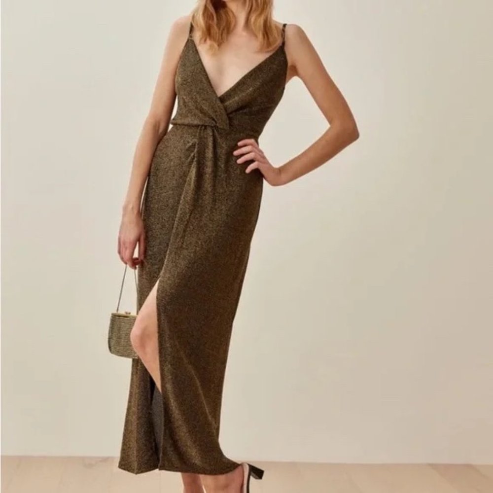 Reformation Hari Gold Dress